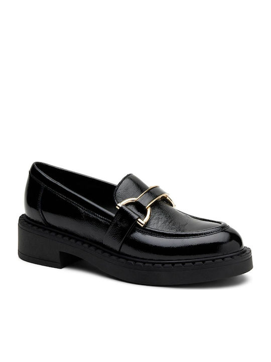 Δερμάτινα Γυναικεία Loafers σε Μαύρο Χρώμα