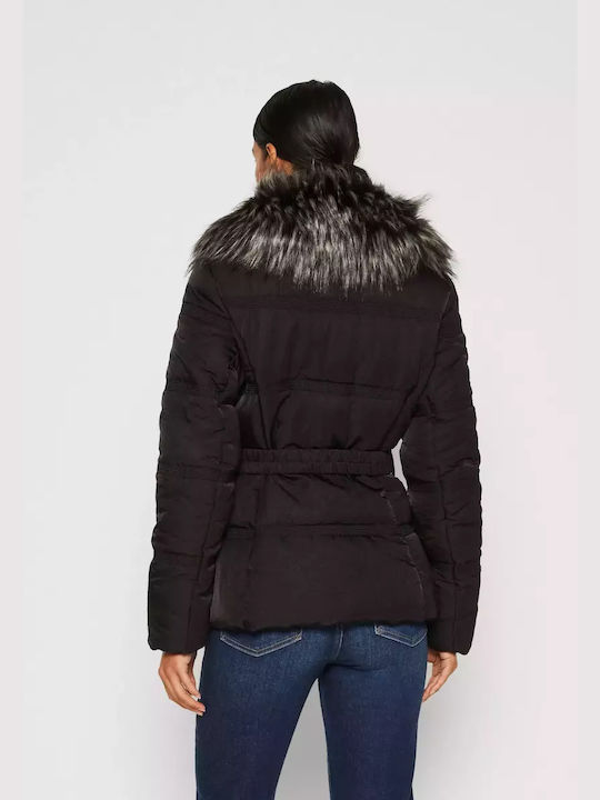 Guess Jblk Women's Long Puffer Jacket for Winter Black