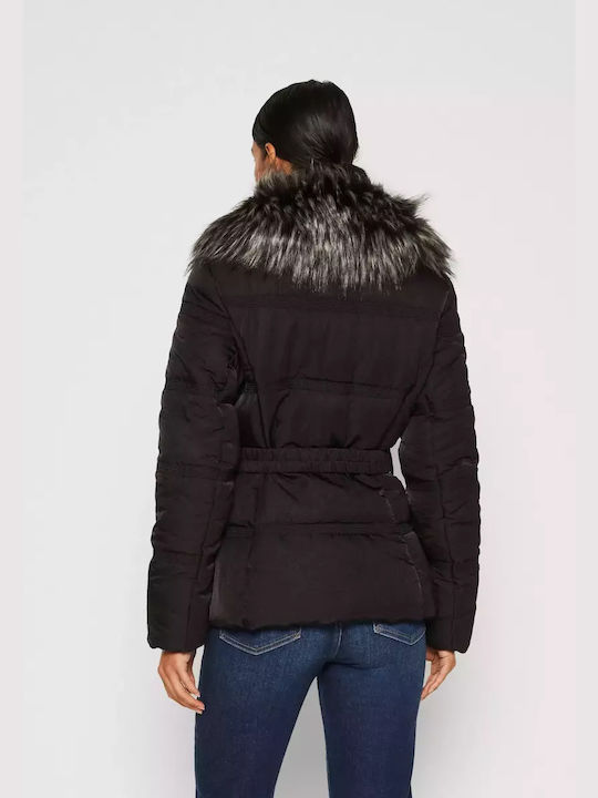 Guess Jblk Lang Damen Puffer Jacke für Winter Schwarz