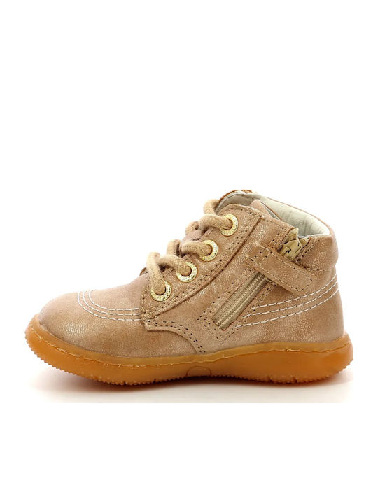 Suede Kinderstiefeletten mit Reißverschluss Gold