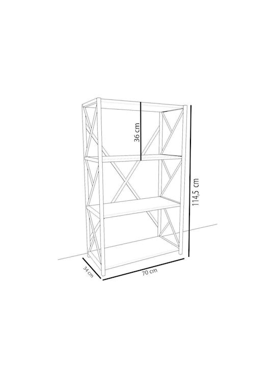 Βιβλιοθήκη Ike Δρυς / Μαύρο 70x34x114.5εκ.