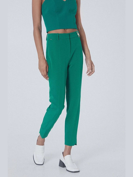 BSB Women's Fabric Trousers in Regular Fit Green