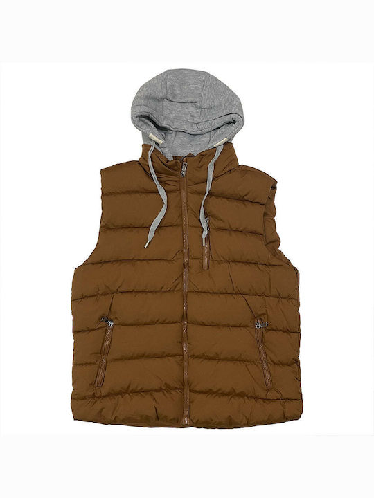 Ustyle Men's Sleeveless Jacket Brown