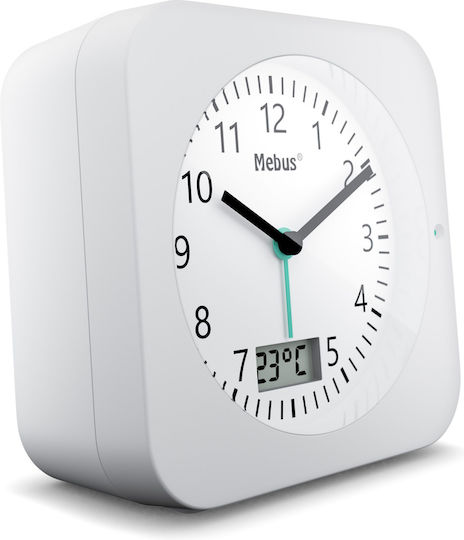 Mebus Tabletop Clock LED Plastic with Alarm Clock White 25610