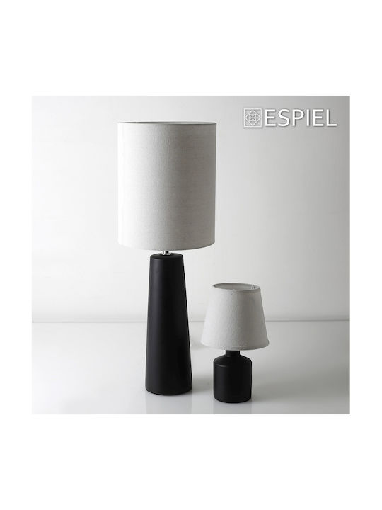 Espiel Κεραμικό Πορτατίφ για Ντουί E14 με Λευκό Καπέλο και Μαύρη Βάση