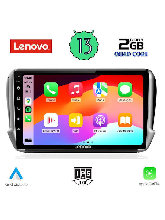 Lenovo Sistem Audio Auto pentru Peugeot 208 2012-2021 (Bluetooth/USB/WiFi/GPS) cu Ecran Tactil 10"