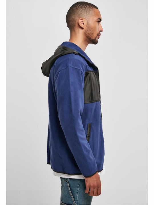 Men's Fleece Cardigan with Hood Blue