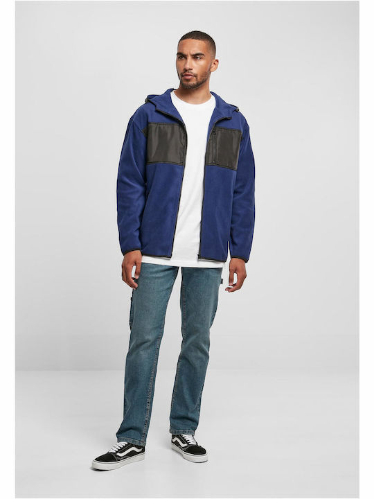 Men's Fleece Cardigan with Hood Blue