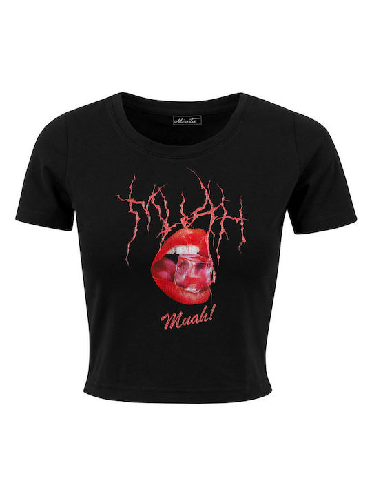 Women's Crop Top Cotton Short Sleeve Black