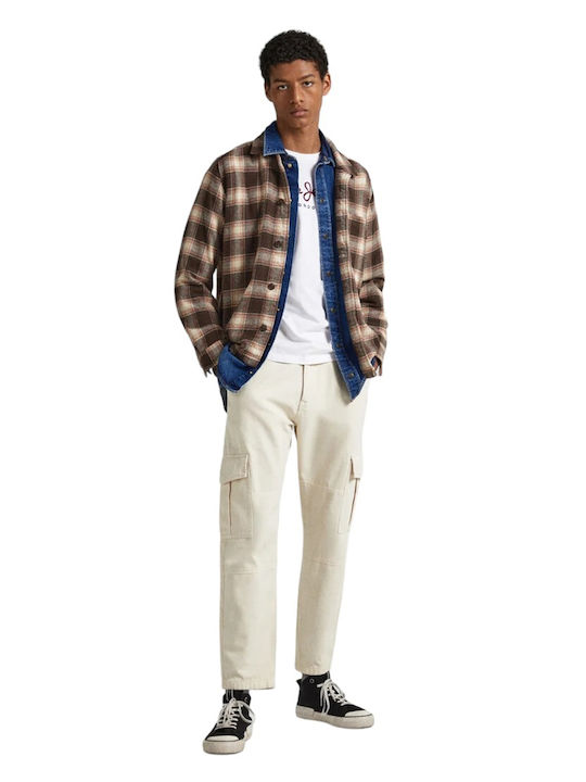 Long Sleeve Overshirt Checked Brown