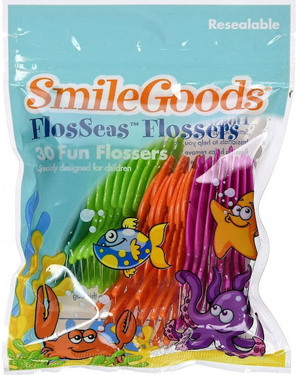 Plac Control Dental Flossers Kids 6+ years with Handle 16pcs