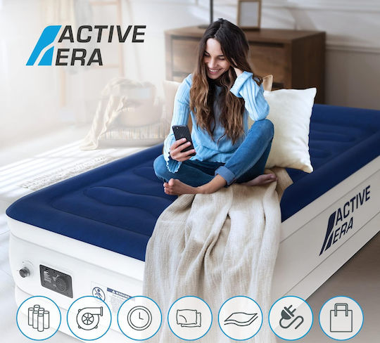 Active Era Inflatable Sleeping Mattress King Size with Built-in Electric Pump 191x187x46εκ. Green