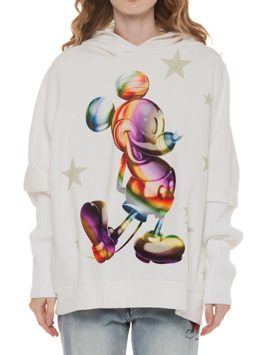 Mickey Mouse Long Women's Sweatshirt Hooded White