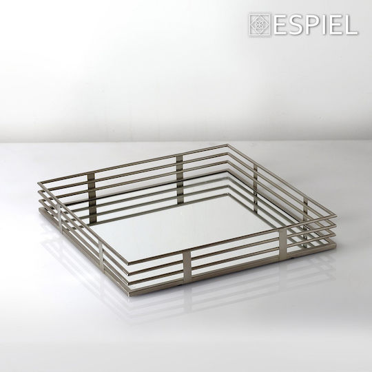 Espiel Διακοσμητικός Δίσκος Μεταλλικός Τετράγωνος με Καθρέπτη 2τμχ