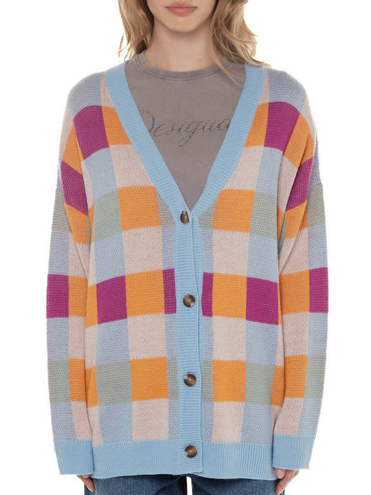 Roxy Long Women's Knitted Cardigan with Buttons Multicolour