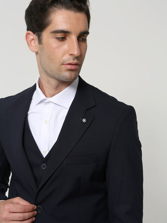 Costum Bărbați Cu vestă Albastru marin