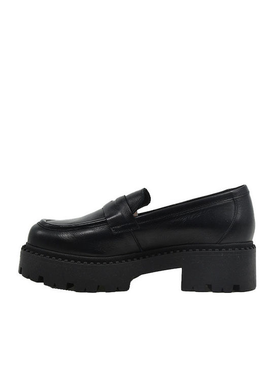 Leder Damen Mokassins in Schwarz Farbe