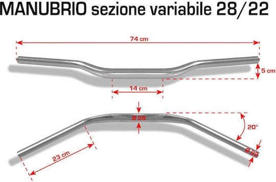 Barracuda Fat Bar Τιμόνι Μοτοσυκλέτας 28mm Κόκκινο N1016-28/22R