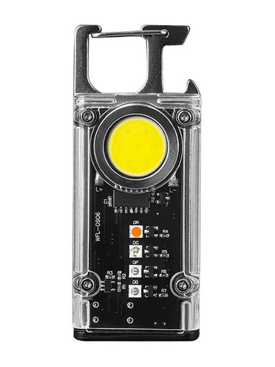 Schlüsselanhänger Öffner Mini Taschenlampe 8 Metallisch mit LED Schwarz