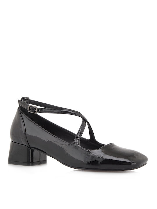 Exe Synthetic Leather Black Low Heels