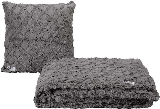 Madi Oblong Decorative Pillow Case with Furry Gray Fabric 50x50cm