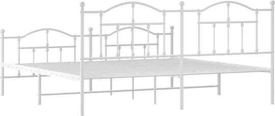Pat King Size Metalic Alb cu Lamele pentru Saltea 190x200cm