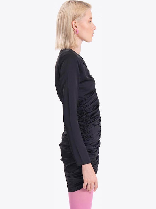 Mini Abendkleid Satin Schwarz