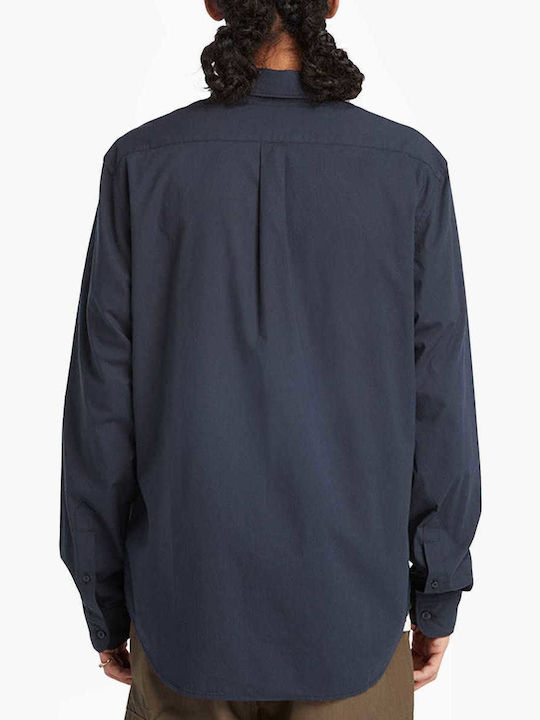 Long-sleeved Linen Shirt Navy Blue