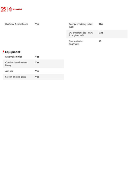 Kratki Kaminofen Holz Warmluft 8kW Rechte Ecke mit einer zu öffnenden Tür Geschlossenes Ausdehnungsgefäß