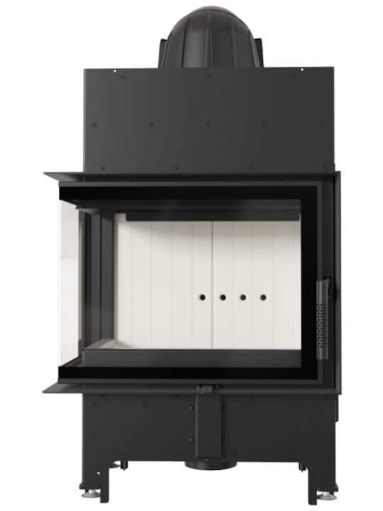 Kratki Kaminofen Holz Warmluft 8kW Linke Ecke mit einer zu öffnenden Tür Geschlossenes Ausdehnungsgefäß
