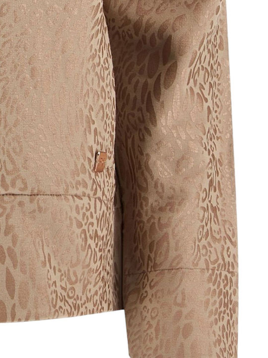 Women's Cardigan with Zipper Beige