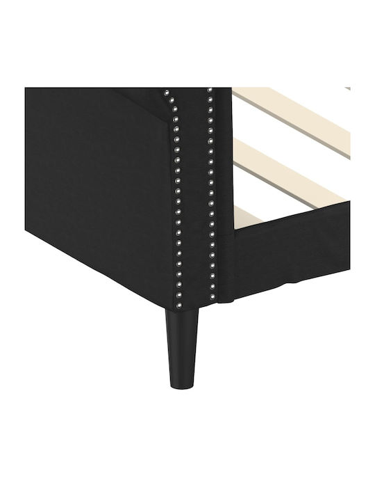 Sofa Bett Einzelbett Mit Kunstleder bezogen Black mit Latten für Matratze 100x200cm