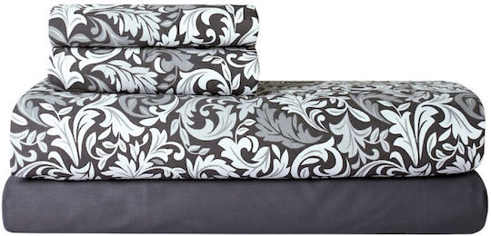 Kentia Sheet Sets Queen 240x270cm. Fazel 22 Dark Grey-Silver 4pcs