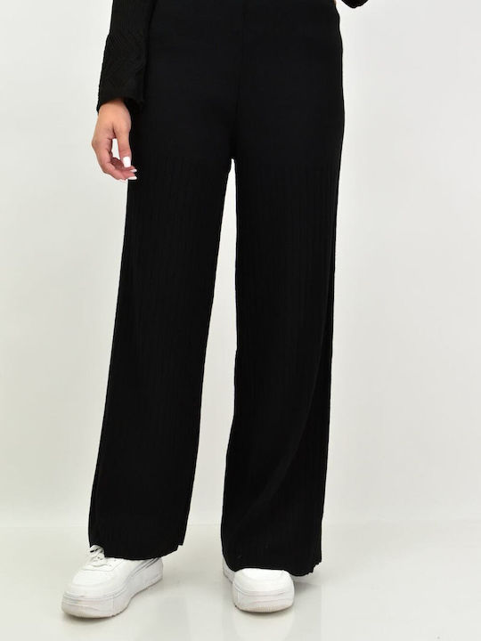 Potre Women's Fabric Trousers Flare Black