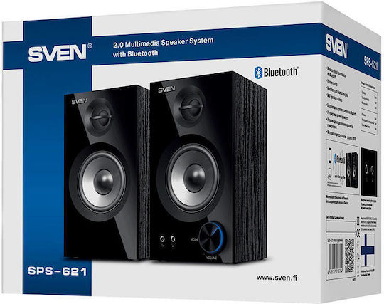 Sven SPS-621 Ασύρματα Ηχεία Υπολογιστή 2.0 με Bluetooth και Ισχύ 28W σε Μαύρο Χρώμα