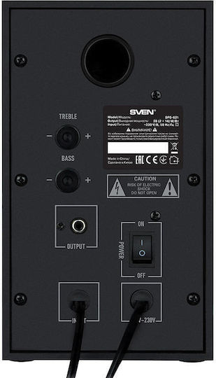 Sven SPS-621 Ασύρματα Ηχεία Υπολογιστή 2.0 με Bluetooth και Ισχύ 28W σε Μαύρο Χρώμα