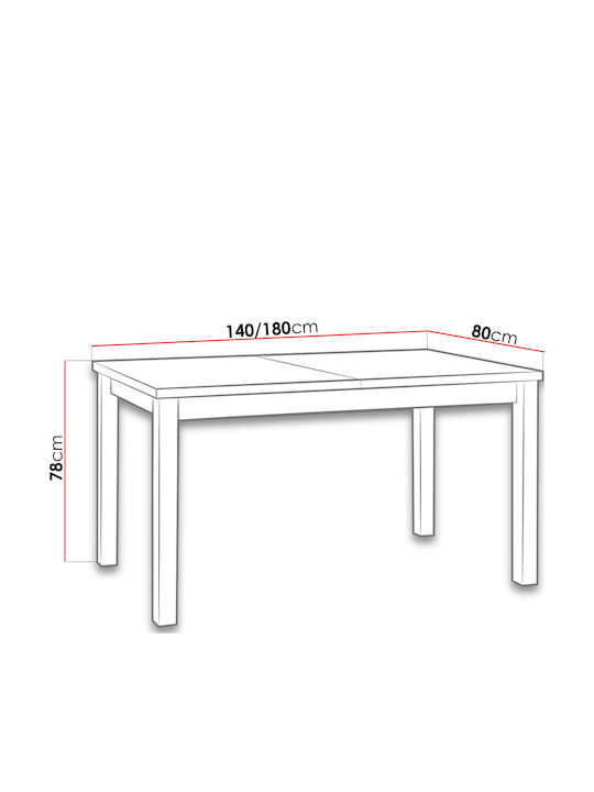 Modern I Table Kitchen Extendable Wooden Leuko 140x80x78cm