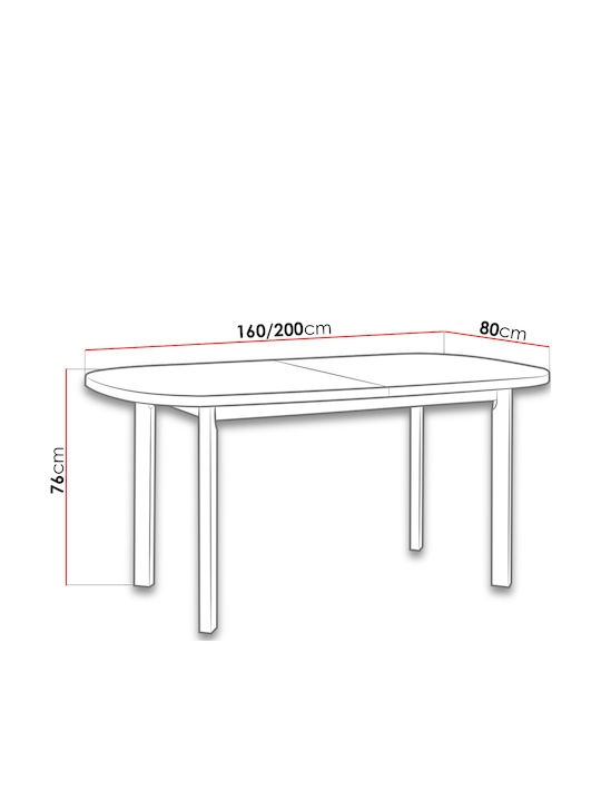 Venus I P Table Kitchen Extendable Wooden Sonoma 140x80x76cm