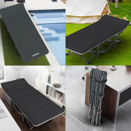 Faltbares Gäste- und Klappbett mit Matratze Einzeln Schwarz 90x68,5x35cm