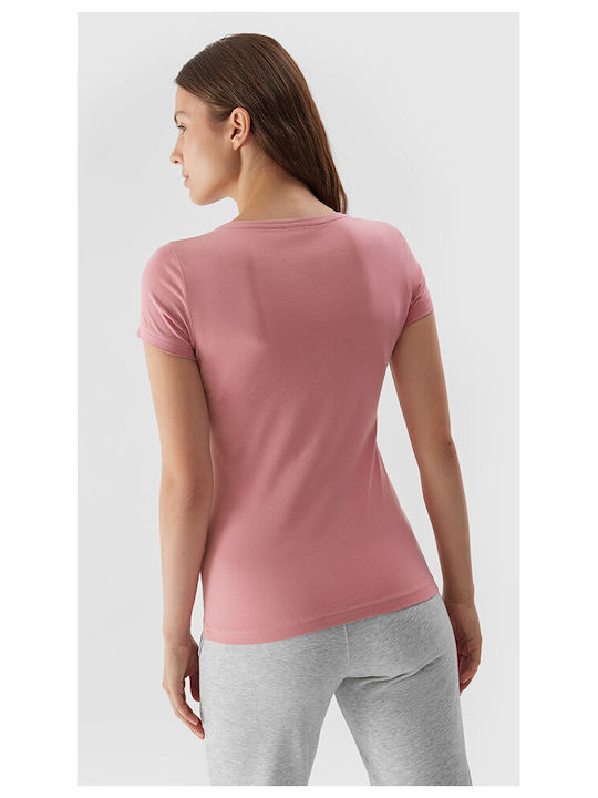 4F Damen Bluse Baumwolle Kurzärmelig Rosa