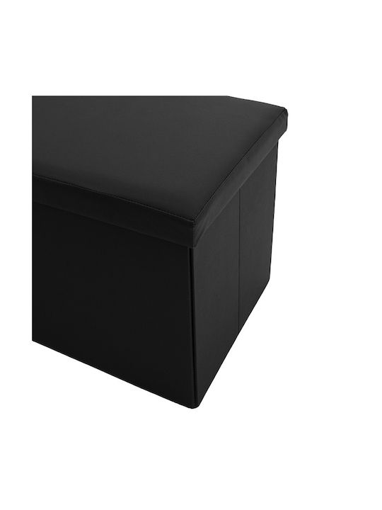 Bench Stool With Storage Space Upholstered In Artificial Leather Cooperation Black 76x38x38cm