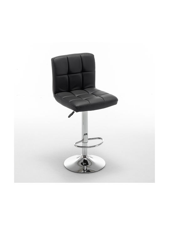 Bar Stool Din with Backrest & Adjustable Height Black 44x50x92cm