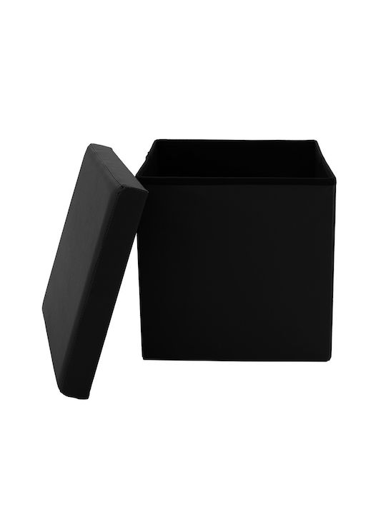 Stool For Living Room Upholstered with Fabric Crystal Black 38x38x38cm