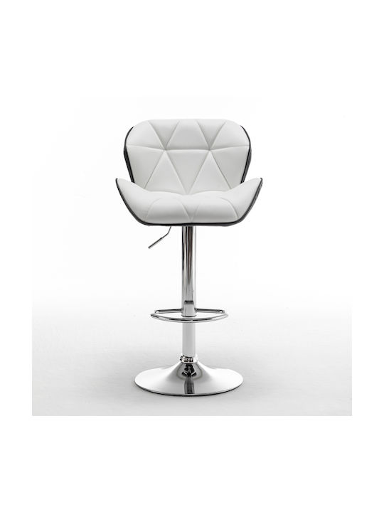 Drash Bar Stool with Backrest & Adjustable Height White 54x52x109cm