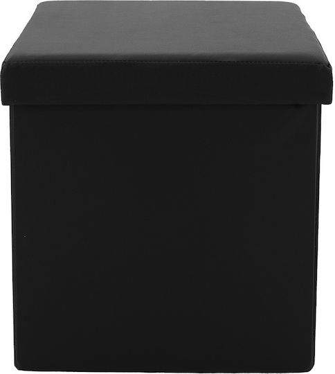Hocker Für das Wohnzimmer Gepolstert mit Stoff Crystal Schwarz 38x38x38cm