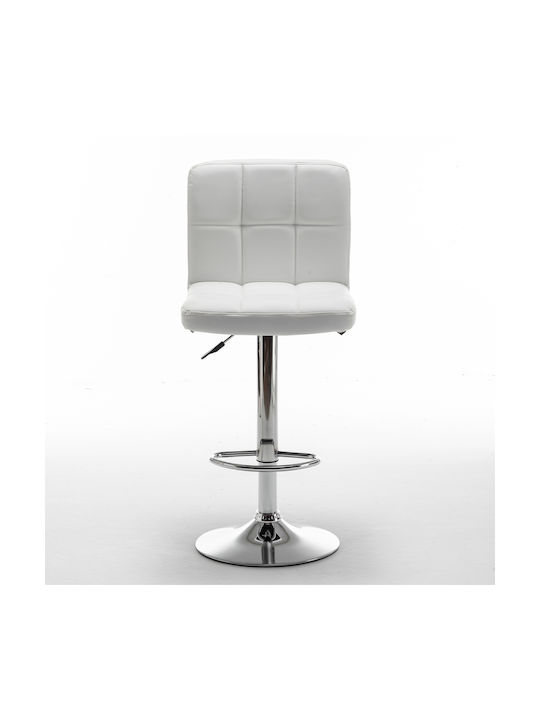 Bar Stool Din with Backrest & Adjustable Height White 44x50x113cm