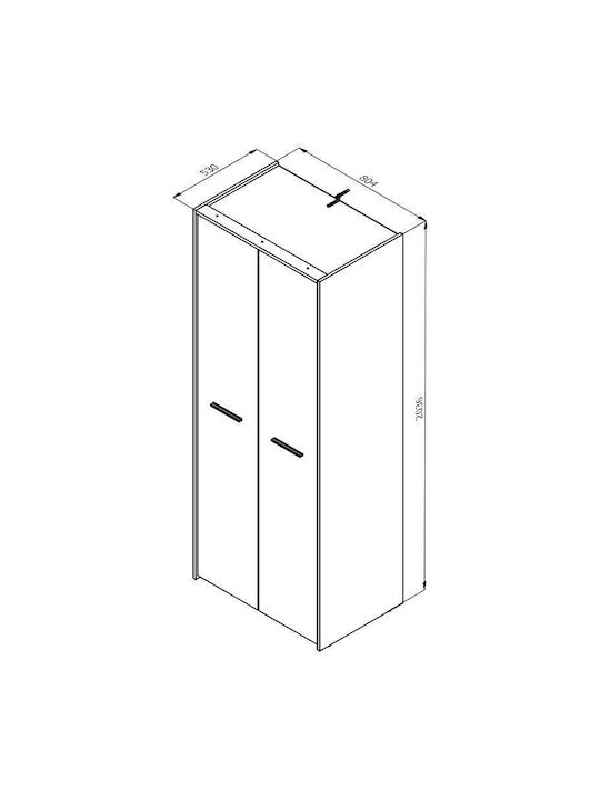 Double Door Wardrobe Hana 80x52x205cm