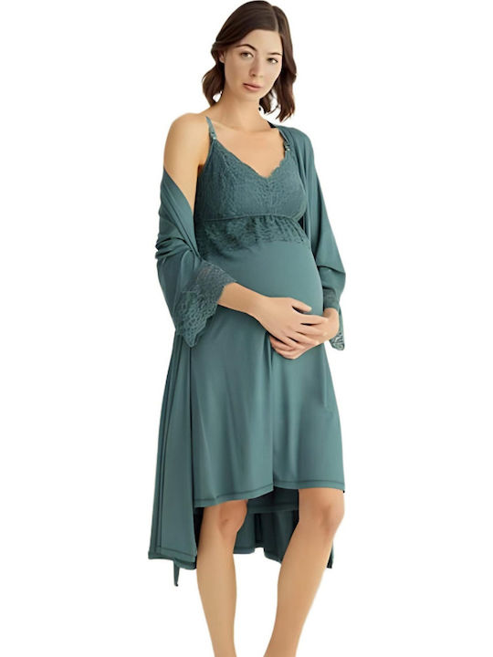 Angel's Secret Nightgown Maternity & Nursing Green