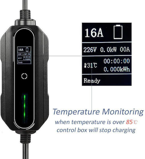 Andaiic Portable 3.5kW Charging Station with Built-in Cable Type 2 (6-16AMP)