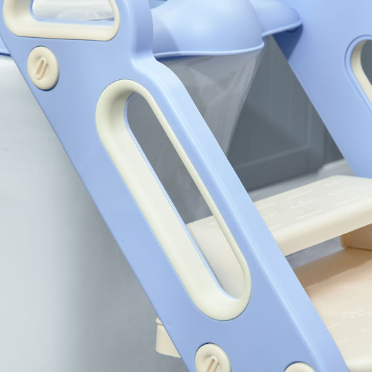 Zonekiz Toddler Toilet Seat With Footrest Handles And Light Blue Cushion